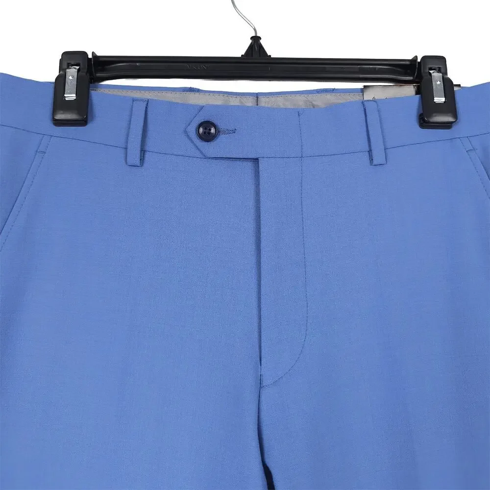Bar III Mens Slim Fit 2 Piece Suit 34S 29x30 Light Blue Solid Power Stretch Wool